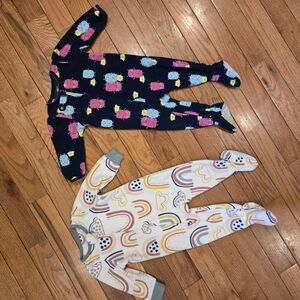Two Fleece 12m One Piece Pajamas
